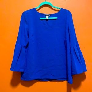 Blue bell sleeve blouse